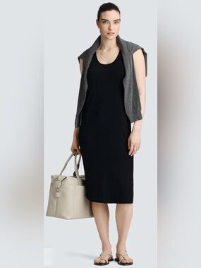 Unbound Merino Black Merino Wool Sleeveless Travel Dress Size Medium